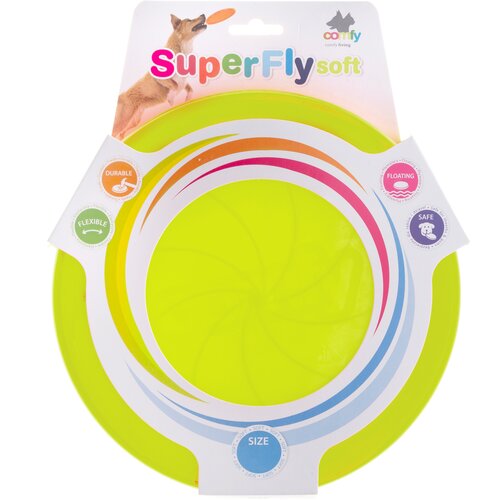 Игрушка для собак COMFY SUPER FLY fluo 23 см, тарелка фрисби салатового цвета фотография