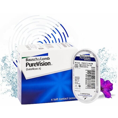 Контактные линзы Bausch & Lomb PureVision, 6 шт., R 8,3, D -0,5 фотография