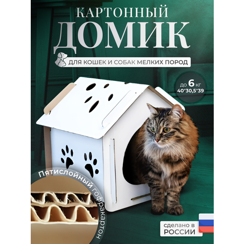 Домик из картона для кошки, дом-лежак для кота, домик для кошек, домик, дом для питомцев из картона большой фотография