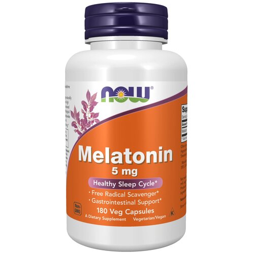 Капсулы NOW Melatonin, 88 г, 5 мг, 180 шт. фотография