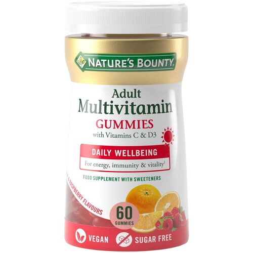 Adult Multivitamin Gummies пастилки жев., 2 г, 60 шт., малина и апельсин фотография