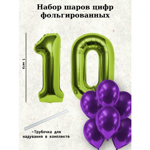 Набор шаров: цифры 10 лет + хром 10шт фотография