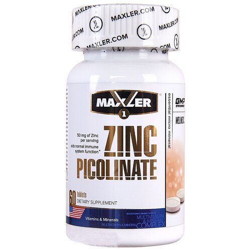 фотография MAXLER Zinc Picolinate таб., 50 мг, 50 г, 60 шт., купить за 866 р