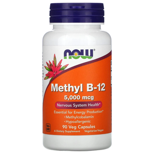 Капсулы NOW Methyl B-12 5000 мкг, 70 г, 5000 мкг, 90 шт. фотография