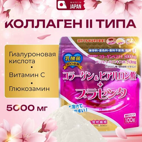 YUWA Порошок Коллаген 2-го типа + Витамин С гидролизованный / Collagen II + Vitamin C, мягкая упаковка (пакет с zip lock замком) 100гр. / Витамины для женщин / Коллаген для суставов, улучшения состояния волос и лица / Япония фотография