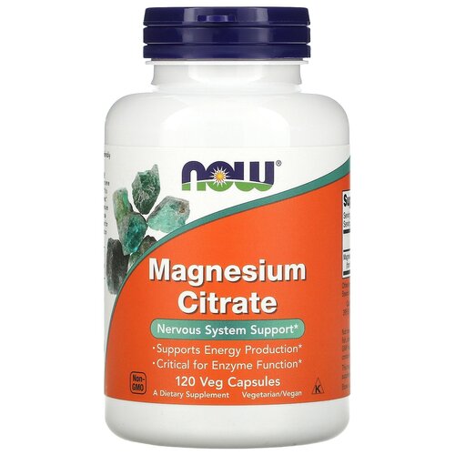 Капсулы NOW Magnesium Citrate, 200 г, 200 мл, 120 шт., 3 уп. фотография