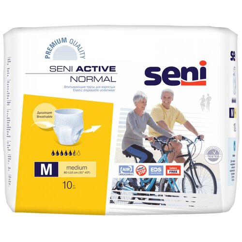 Трусы - подгузники впитывающие для взрослых Seni ACTIVE NORMAL medium (обхват 80-110 см), 10 шт. фотография