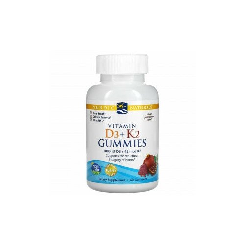 Nordic Naturals, жевательные конфеты с витаминами D3 и K2, гранат, 60 жевательных конфет фотография