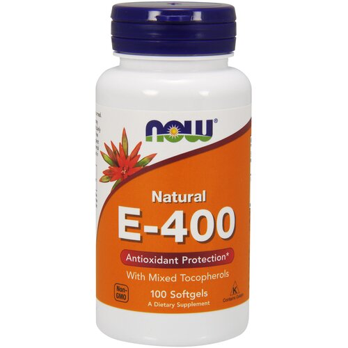 Капсулы NOW Natural E-400 with Mixed Tocopherols, 70 г, 150 мл, 400 МЕ, 100 шт. фотография