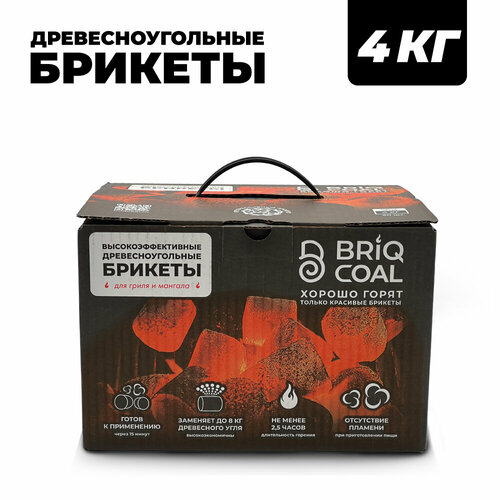 фотография BriqBOX 4 кг - Высокоэффективные Древесноугольные Брикеты BRIQCOAL, купить за 960 р