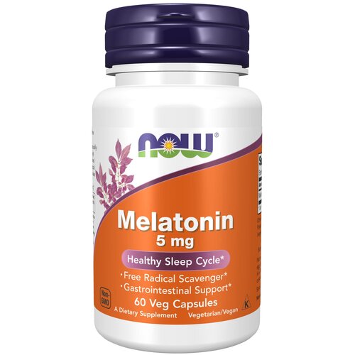 Капсулы NOW Melatonin, 60 г, 10 мл, 5 мг, 60 шт. фотография