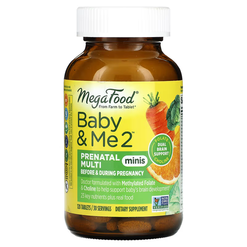 Megafood, Baby & Me 2, Prenatal Multi, мультивитамины для беременных, 120 таблеток фотография