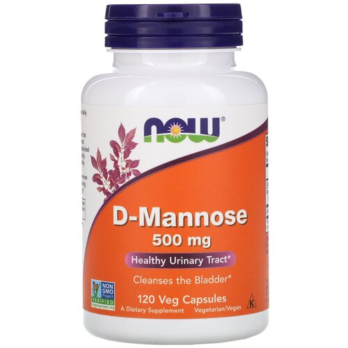 NOW Foods, D-Mannose, 500 mg, D-манноза, 500 мг, 120 вегетарианских капсул фотография