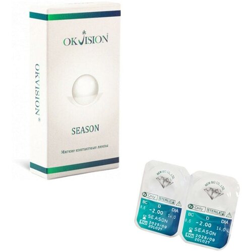 Контактные линзы OKVision Season, 2 шт., R 8,6, D -13,5, прозрачные, 1 уп. фотография