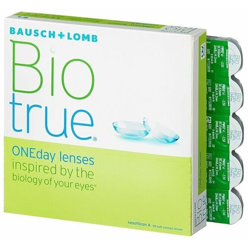 Контактные линзы Bausch & Lomb Biotrue ONEday, 90 шт., R 8,6, D -0,75, 1 уп. фотография