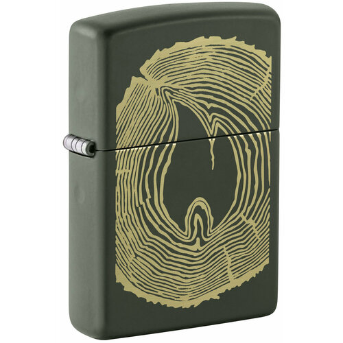 Зажигалка ZIPPO Wood Ring с покрытием Green Matte, латунь/сталь, зеленая, матовая, 38x13x57 мм фотография