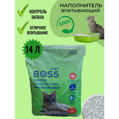 Кошачий наполнитель Cat Boss минеральный впитывающий, на 14 литров влаги фотография