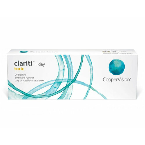 Контактные линзы CooperVision Clariti 1 day toric., 30 шт., R 8,6, D -4, CYL: -1,25, AХ: 120, ADD: +1.00 D, прозрачный, 1 уп. фотография