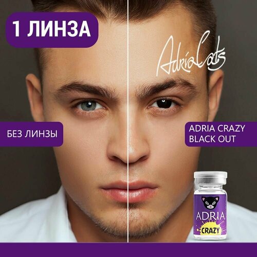 Контактные линзы ADRIA Crazy, 1 шт., R 8,6, D 0, black out, 1 уп. фотография