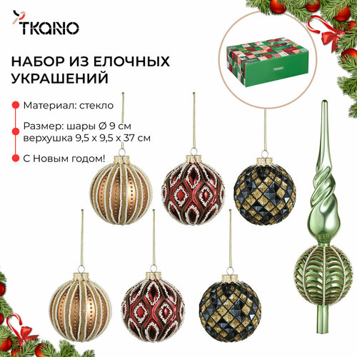 Набор ёлочных украшений Vitrage стеклянные круглые New Year Essential Tkano TK24-NY_DEC0003 фотография