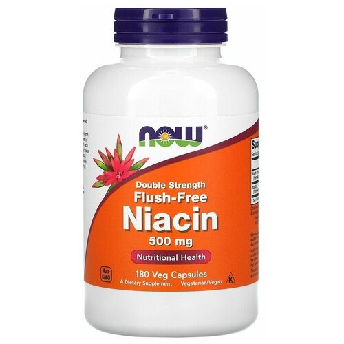 NOW Niacin Flush-Free Double Strength (ниацин не вызывающий покраснений) 500 мг 180 капсул фотография