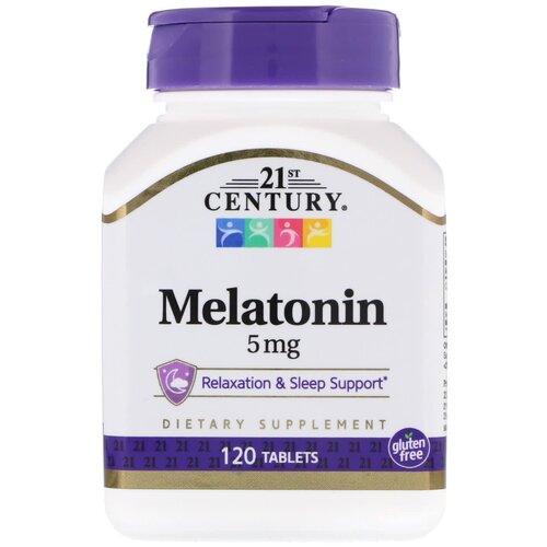 Таблетки 21st Century Melatonin, 100 г, 5 мг, 120 шт. фотография