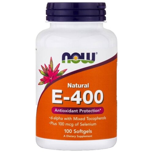 Капсулы NOW Natural E-400 Mixed Tocopherols with Selenium, 130 г, 150 мл, 100 шт. фотография