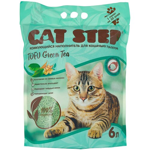 Комкующийся наполнитель Cat Step Tofu Green Tea, 6л, 1 шт. фотография