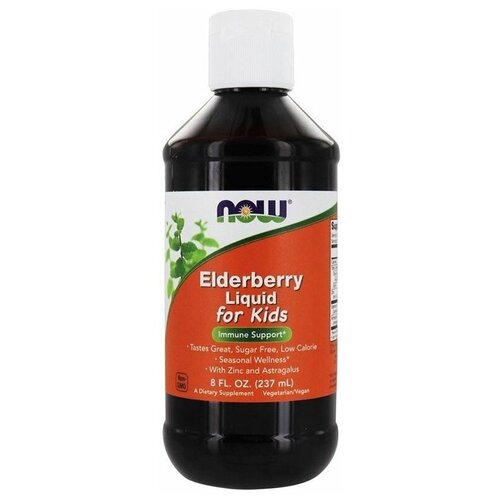 Раствор NOW Elderberry Liquid For Kids, 320 г, 237 мл фотография