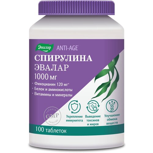 фотография Anti-Age Спирулина таб., 110 мл, 150 г, 100 шт., купить за 993 р