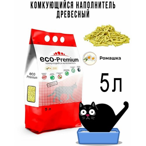 Наполнитель для кошачьего туалета комкующийся древесный ECO Premium Ромашка 1.9кг/5л фотография