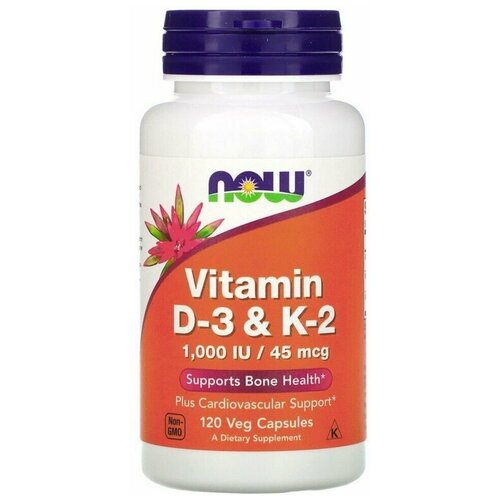 Now Foods Vitamin D-3 1000 IU Vitamin K-2 45 mcg 120 капсул фотография