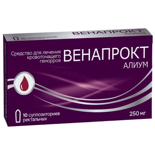 Венапрокт алиум супп. рект., 250 мг, 10 шт. фотография