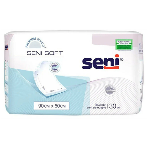 Пеленки Seni Soft медицинские впитывающие одноразовые 90 x 60 cм, 30 шт. фотография