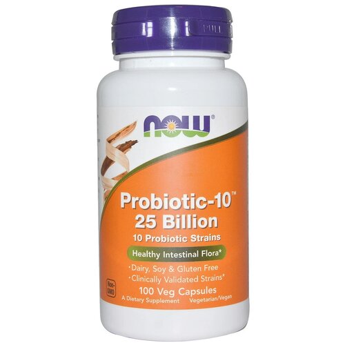 Капсулы NOW Probiotic-10 25 Billion, 350 г, 100 шт. фотография