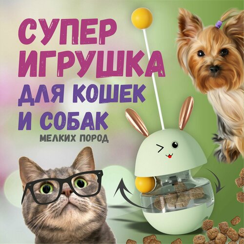 Игрушка-кормушка неваляшка зайчик для кошек и собак мелких пород фотография