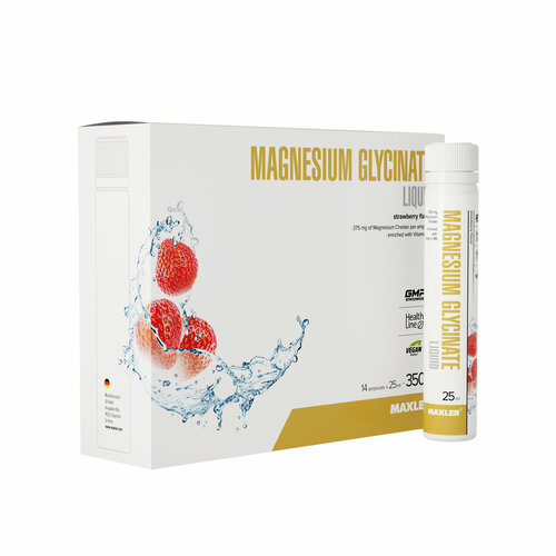 Глицинат магния Maxler Magnesium Glycinate Liquid, Клубника - 14 шт х 25 мг фотография