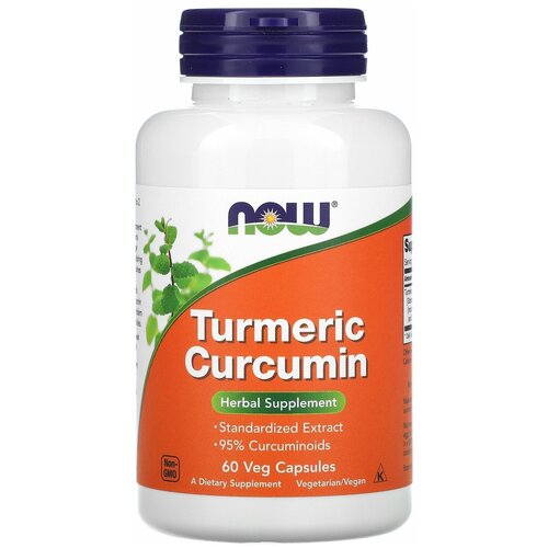 NOW Foods, Turmeric Curcumin, Куркума и куркумин, 60 растительных капсул фотография