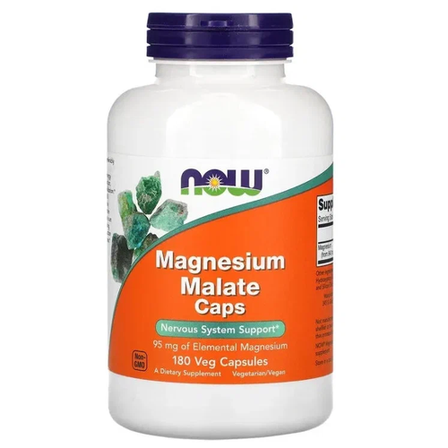 фотография NOW Magnesium Malate Caps 180 veg capsules (магний малат), купить за 3120 р