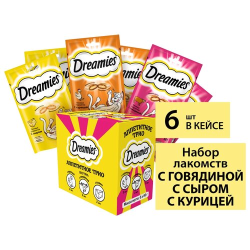 Лакомство для кошек  Dreamies Аппетитное трио, 360 г (шоу бокс) ассорти фотография