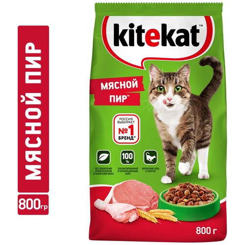 фотография Сухой корм для кошек Kitekat Мясной Пир 800 г, купить за 334 р