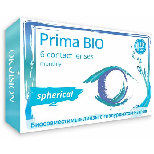 Контактные линзы OKVision PRIMA BIO, 6 шт., R 8,6, D -13,5, прозрачные, 1 уп. фотография