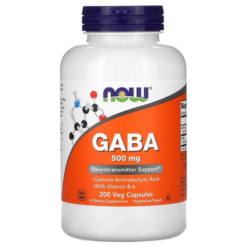 NOW GABA with Vitamin B-6 (ГАМК с витамином В6) 500 mg 200 caps фотография