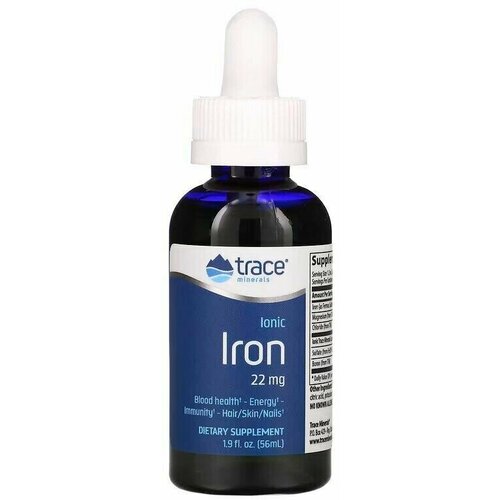 Минералы для спортивного питания, Жидкое Ионное Железо, Trace Minerals Ionic Iron 22 мг, 56 мл. фотография