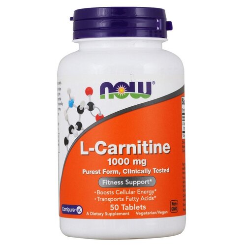 Таблетки NOW L-Carnitine, 1000 мг, 50 шт. фотография