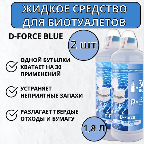 Жидкое средство для биотуалетов D-Force Blue 1,8л, 2 шт фотография