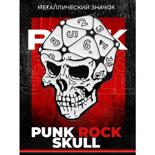 Металлический значок на рюкзак Punk Rock Skull D20 Cube фотография