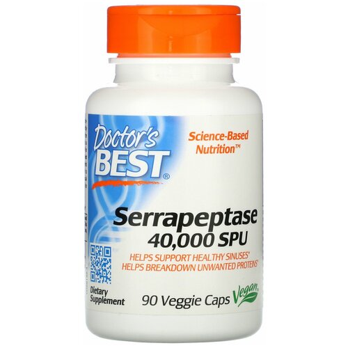 Капсулы Doctor's Best Serrapeptase 40 000 SPU вег., 120 г, 90 шт. фотография