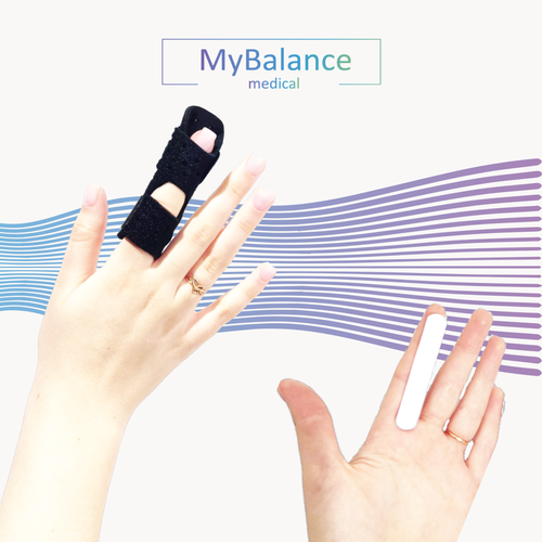 Ортез-фиксатор MyBalance для пальца руки с металлической пластиной, черный, размер S/M фотография