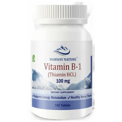 Norway Nature Vitamin B-1 Thiamin HCL 100 мг (Витамин Б-1 Тиамин Гидрохлорид) 100 таблеток (Norway Nature) фотография